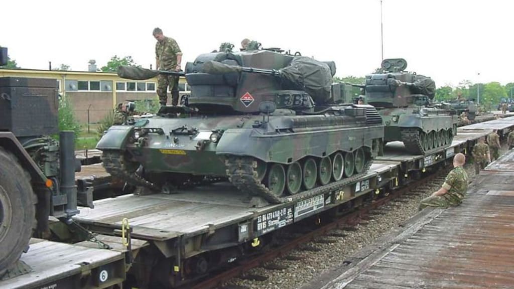 Het treintransport waar de tanks op stonden.