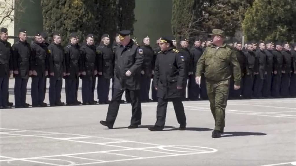 In Sebastopol wordt een ceremonie gehouden voor het gezonken schip Moskva.