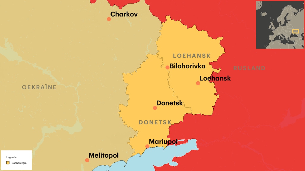 Het dorpje Bilohorivka in de Donbas-regio.