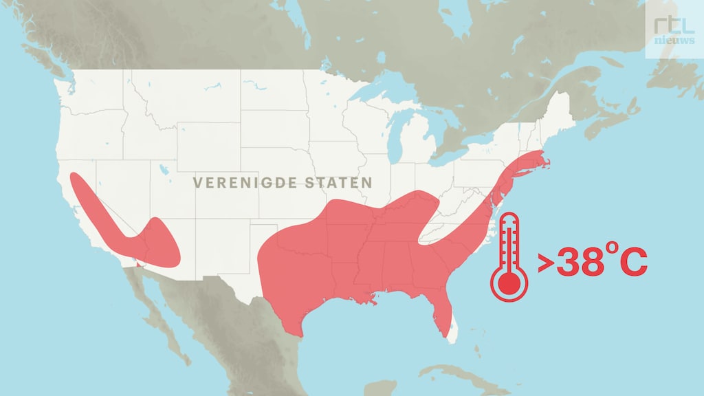 Gebied in de VS waar het warmer wordt dan 38 graden