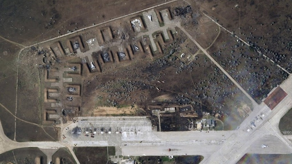 Het vliegveld na de beschieting