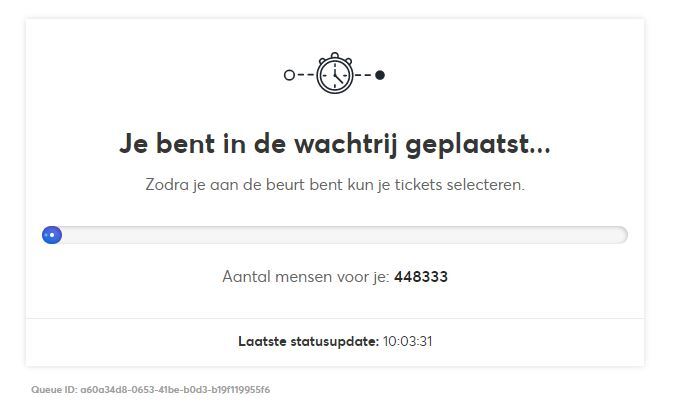Wachtrij voor Coldplay. 