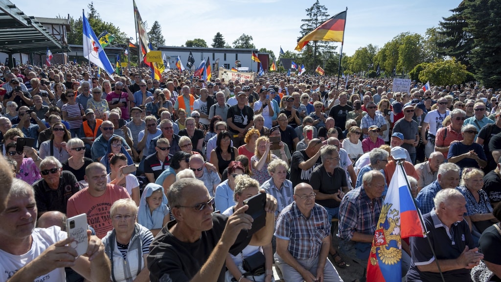 Een demonstratie voor meer Russisch gas in Lubmin, Duitsland.