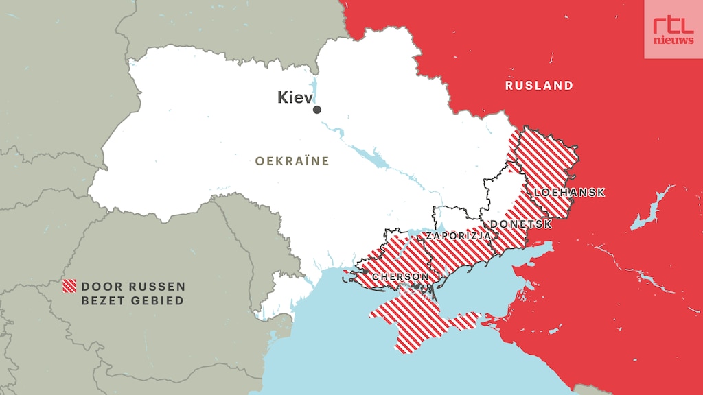 De vier Oekraïense provincies waar 'referenda' gehouden zijn over annexatie door Rusland.