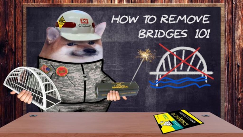 Een meme van de NAFO-groep, vlak na de explosie op de Krimbrug.