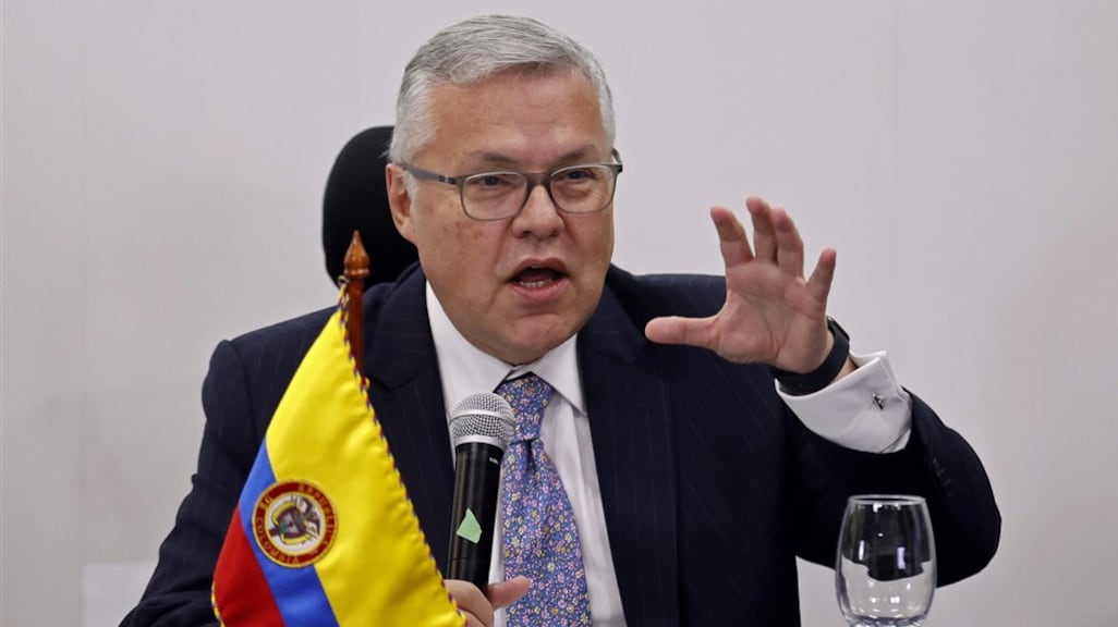 De Colombiaanse minister van Justitie, Nestor Ivan Osuna, spreekt tijdens de presentatie van het jaarverslag van de VN.