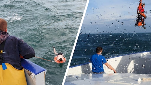 Vissers uit Urk redden uitgeputte kajakker van boei uit het Kanaal