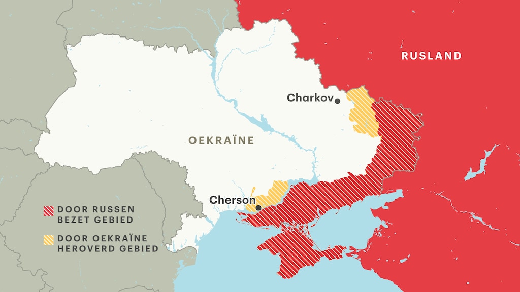Hier zie je welke gebieden het Oekraïense leger de laatste maanden heeft weten te heroveren én welke gebieden nog in Russische handen zijn.