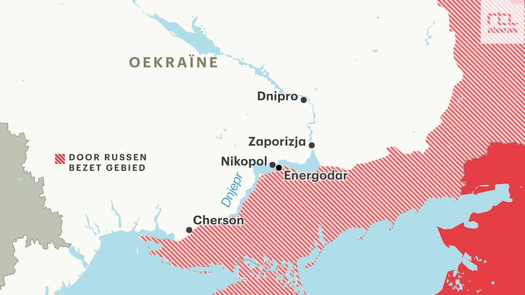 Nikopol ligt aan de Djepr, vlakbij de Russische linies en de kerncentrale in Energodar.