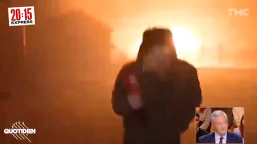 Franse journalist maakt live op tv bombardement mee in Oekraïne