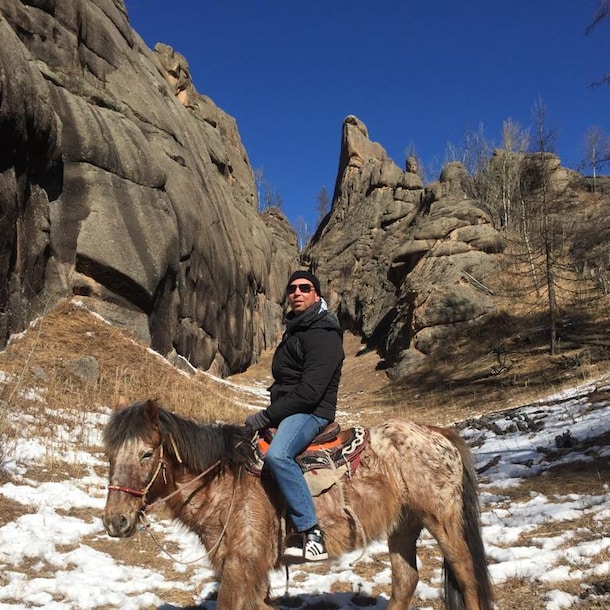 Arold in Mongolië, een van de vele plekken waar hij is geweest.