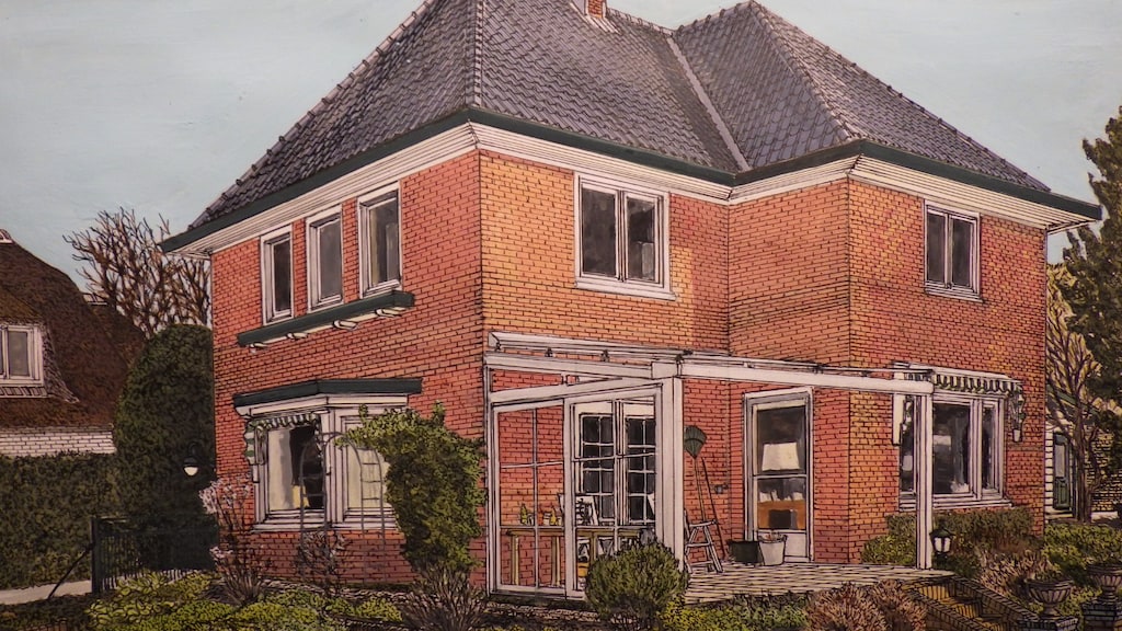 Kees tekende onder andere zijn ouderlijk huis. Een deel van de tekeningen wordt geveild voor het goede doel.