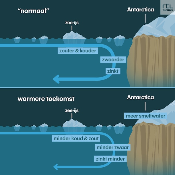 De drijvende kracht achter de oceaanstroming is het zwaarder worden van water.