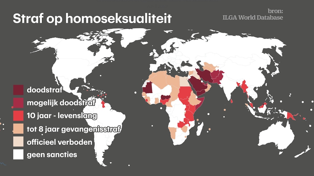 Een straf op homoseksuele seks komt het vaakst voor op het Afrikaanse continent, waar het in slechts 22 van de 54 landen legaal is om seks te hebben met iemand van hetzelfde geslacht.