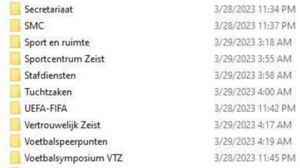 Een aantal van de mappen die Lockbit claimt te hebben gestolen.