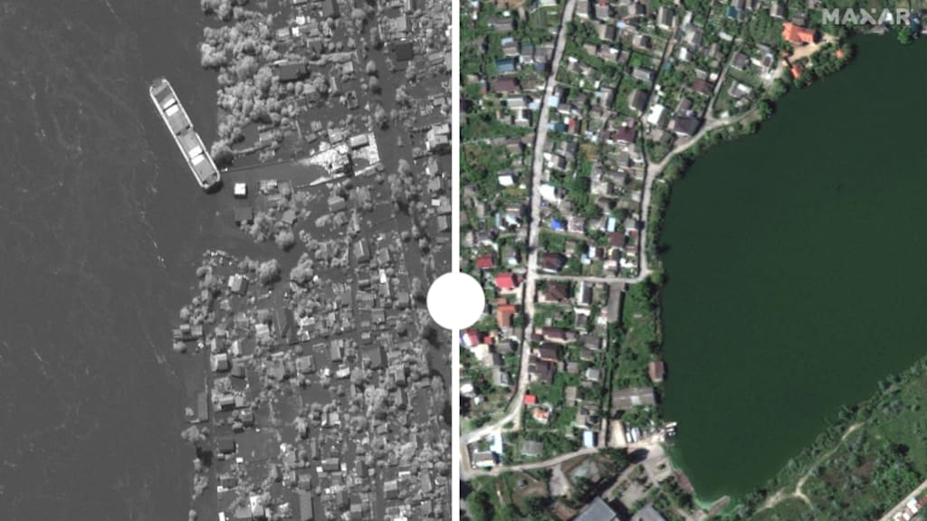 Satellietbeelden laten verwoesting doorbreken stuwdam zien