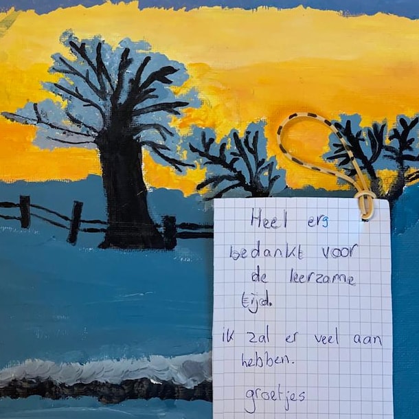 Het schilderij dat Simone kreeg.