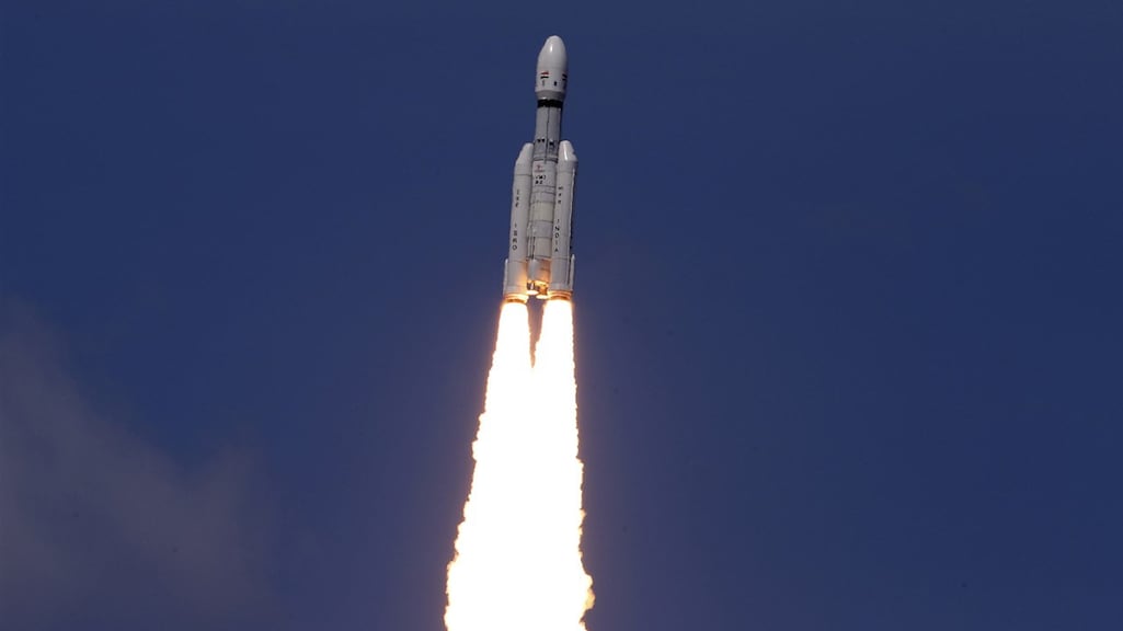 De Chandrayaan-3 op weg naar de maan.