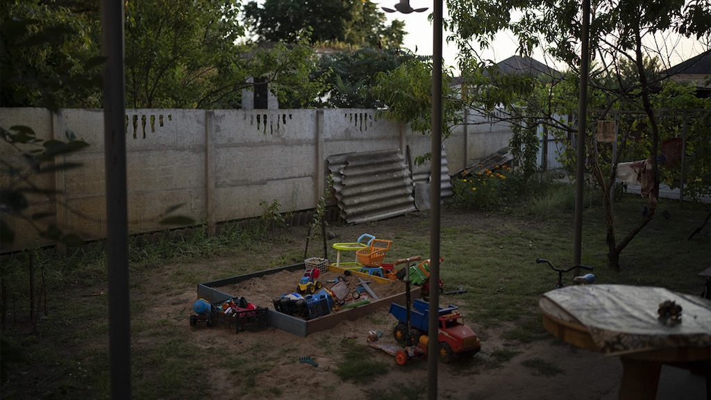 De tuin van Natalia. In Koepjansk wonen volgens AP nog 451 kinderen.