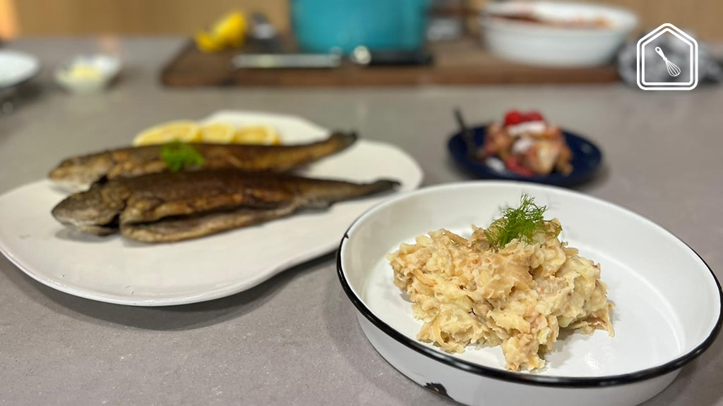 Venkelstamppot met forel én broodpudding met framboos