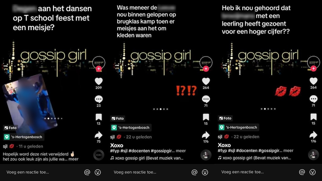 Screenshots van het inmiddels verwijderde account van @sjl op TIkTok.