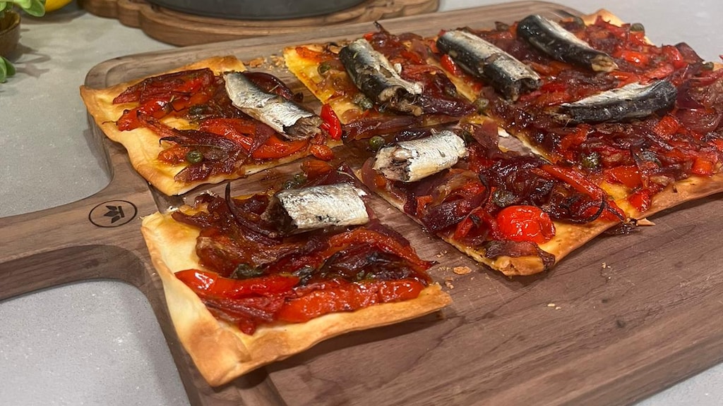 Paprikaplaattaart met sardines