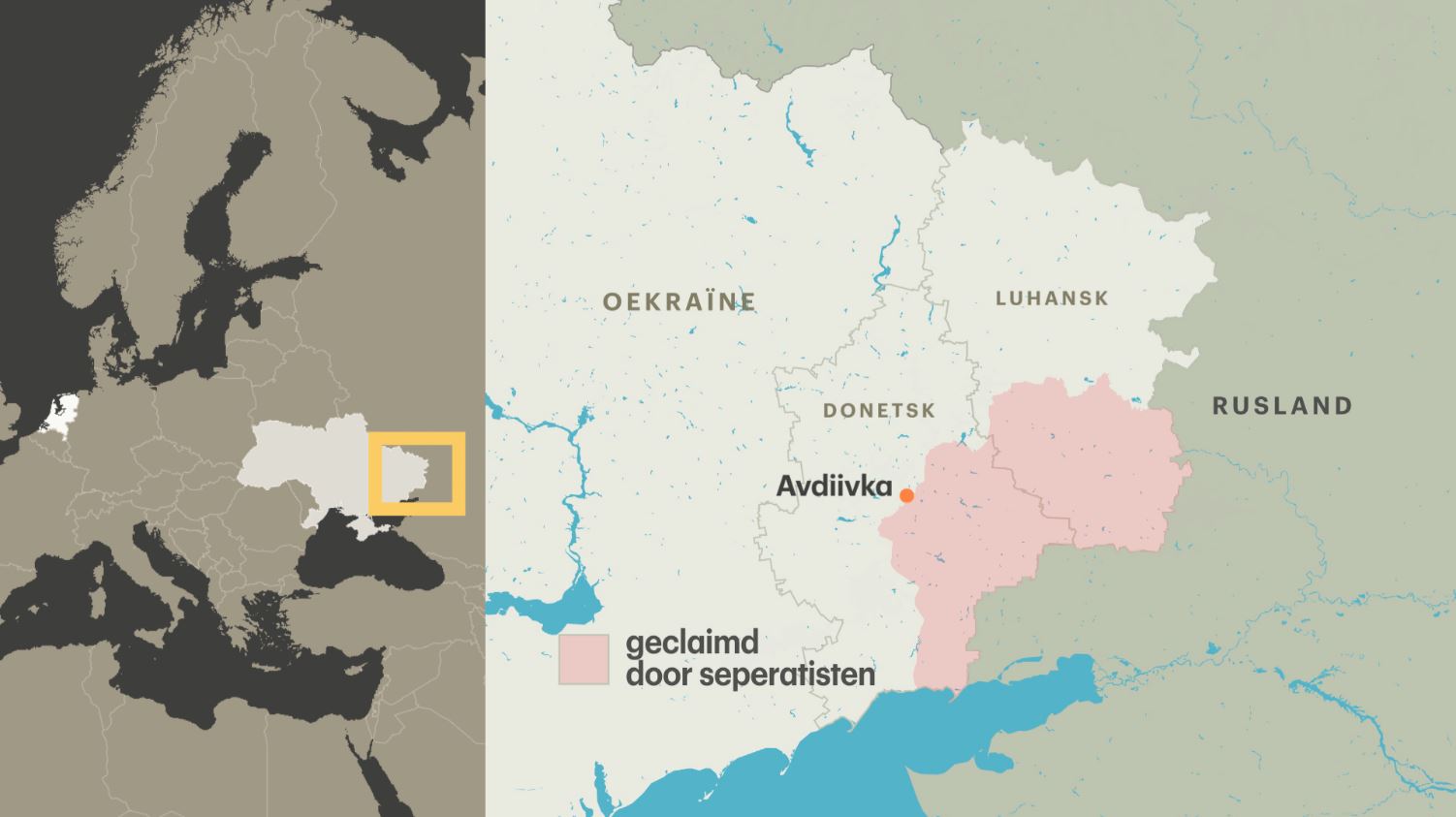Dit gebied (in de Donbas) bezetten separatisten in 2014.