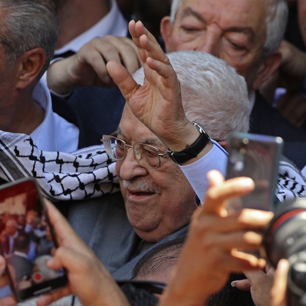 De Palestijnse president Mahmoud Abbas spreekt wel in het openbaar met de internationale gemeenschap.