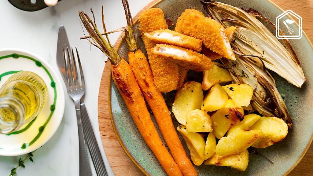 Winterse traybake met vissticks