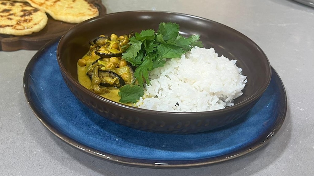 Aubergine-kikkererwtencurry