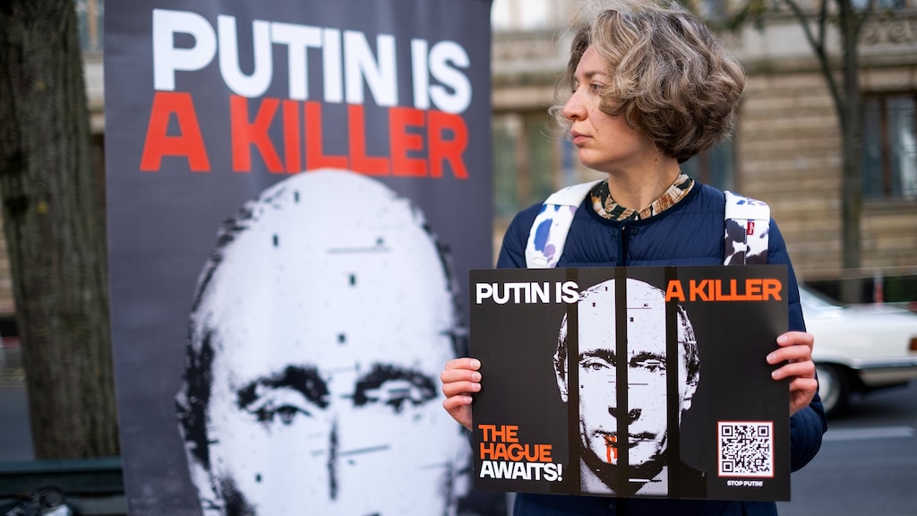 Een protest half oktober in Berlijn voor de vrijlating van Navalny.