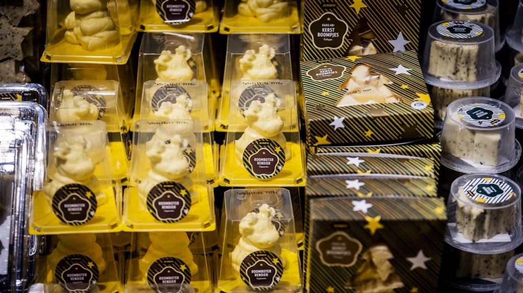 Bij de Jumbo verkopen ze roomboter in de vorm van een rendier.