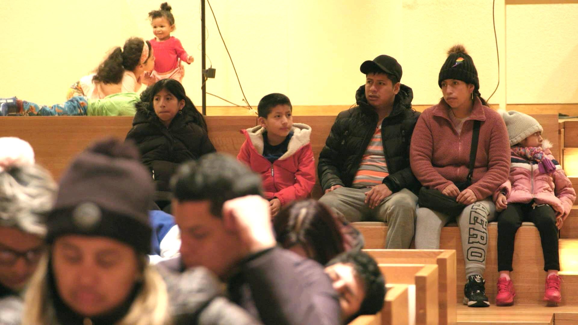 Een groep asielzoekers in New York.