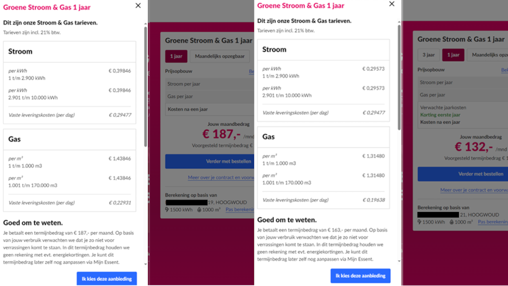 Links: het hoge tarief, rechts: de buurman met het lage tarief.