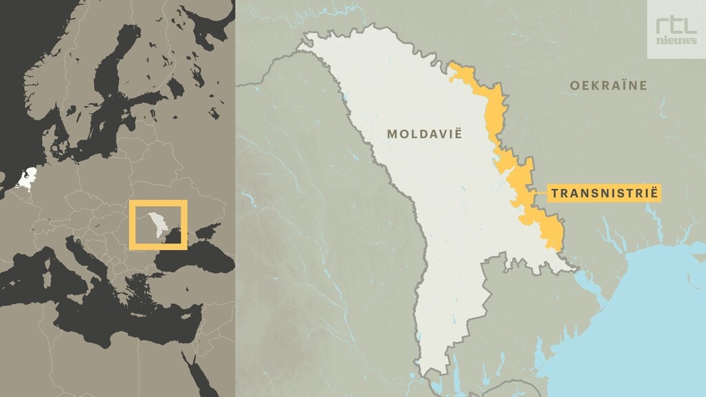 Transnistrië ligt ingeklemd tussen Oekraïne en Moldavië.