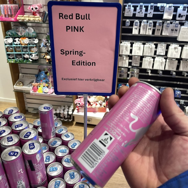 Een roze Red Bull in een vestiging van Primera, eerder dit jaar.