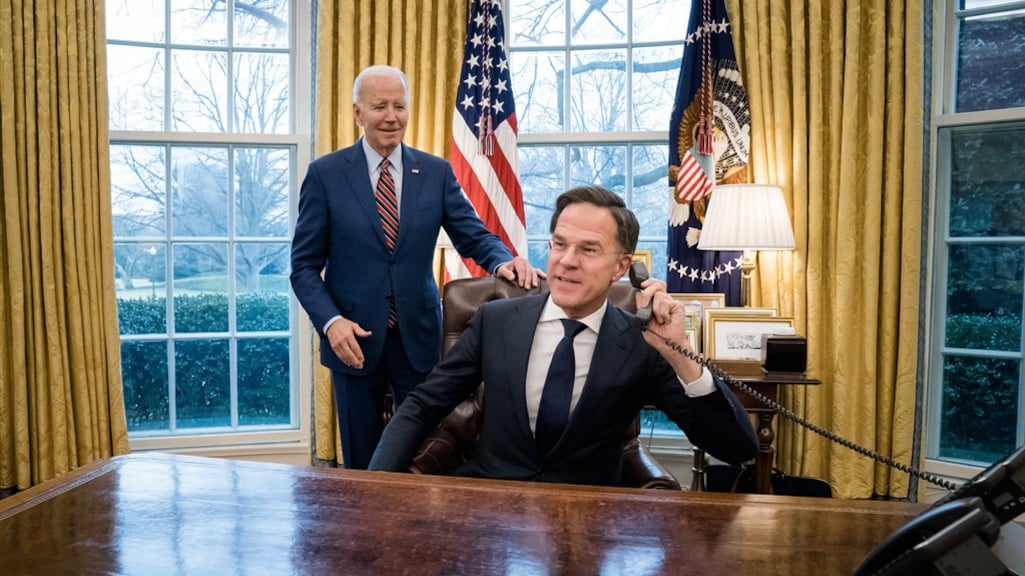 Rutte op bezoek bij president Biden begin 2023.