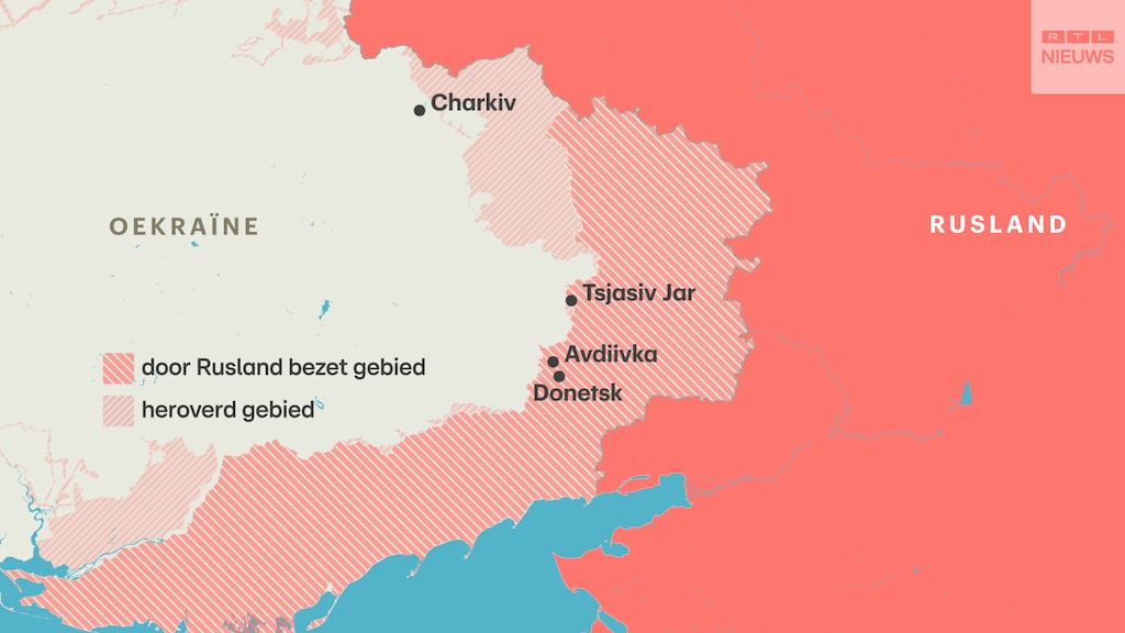 De Russische voortgang in Oekraïne.