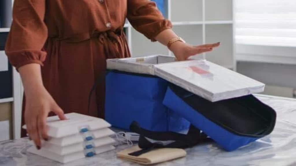 Een tas waarin stamcellen worden vervoerd.