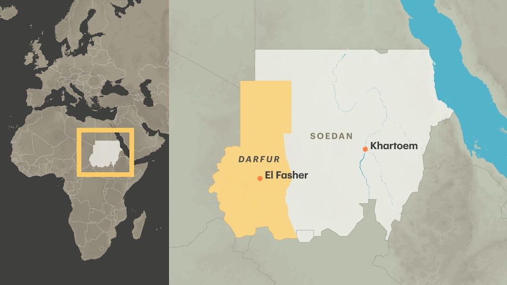 De oorlog speelt zich nu vooral af rond de stad El Fasher in de regio Darfur.