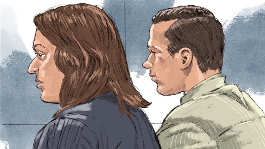 Rechtbanktekening van de verdachte tijdens de zitting