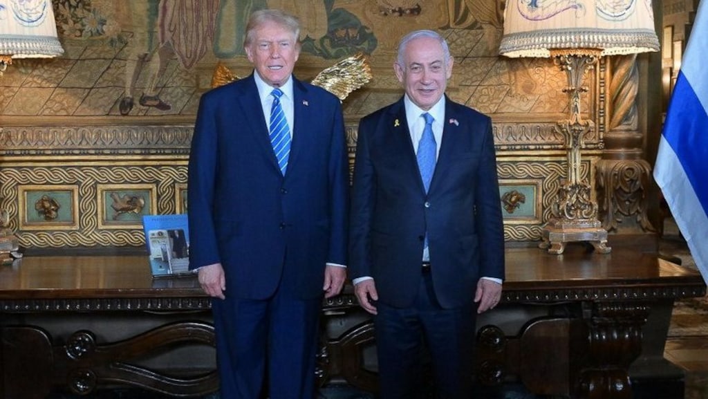 Donald Trump en Benjamin Netanyahu in Mar-a-Lago