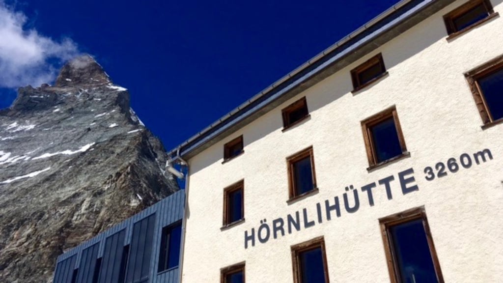 Mountain hut at the foot of the climb.