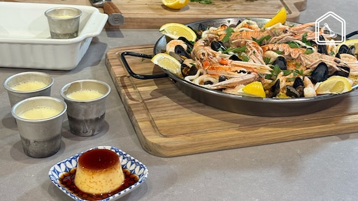 Spaanse klassiekers: Paella met zeevruchten & flan met karamel