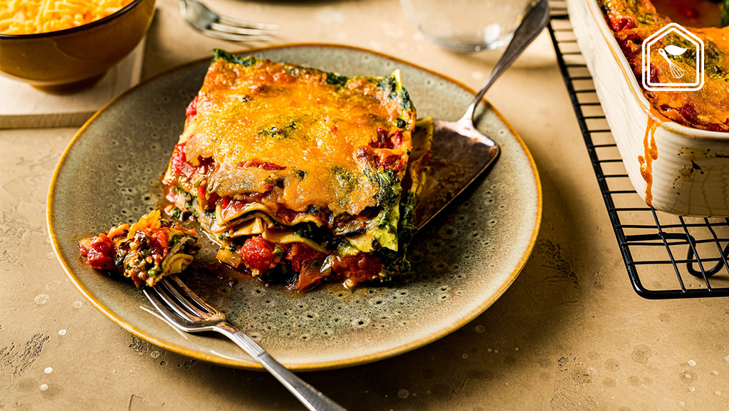 Lasagne met spinazie, cheddar en ham & koffie panna cotta
