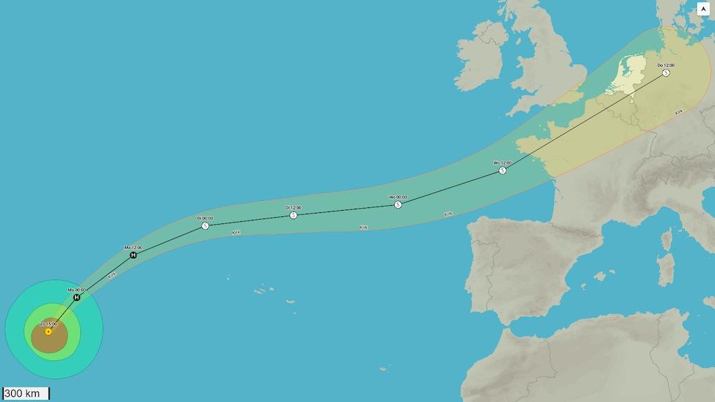 Voormalige orkaan Kirk koerst af op Europa: 'Het kan gaan spoken'