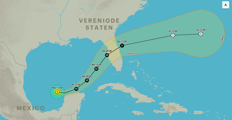 Orkaan Milton op weg naar Florida zwelt aan tot hoogste categorie