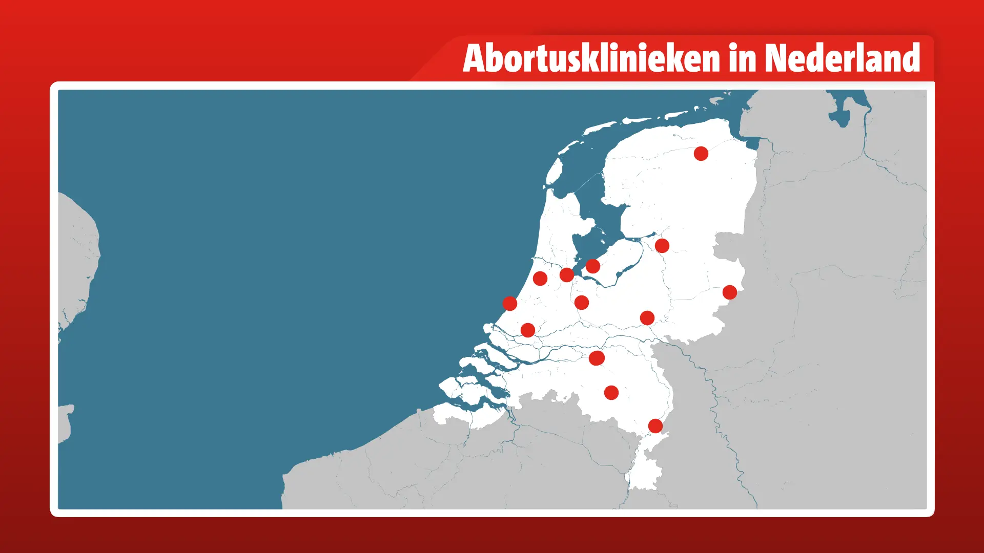 Abortusklinieken in Nederland. In Amsterdam en Den Bosch zijn er twee. 
