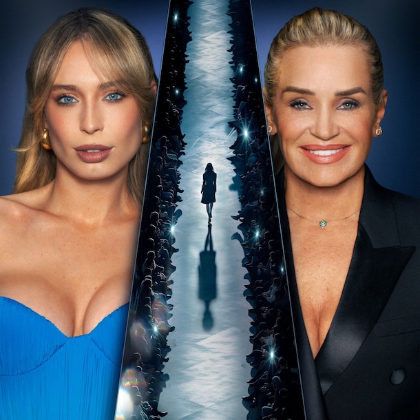 Loiza Lamers als HNTM-presentatrice, hier samen met jurylid Yolanda Hadid.