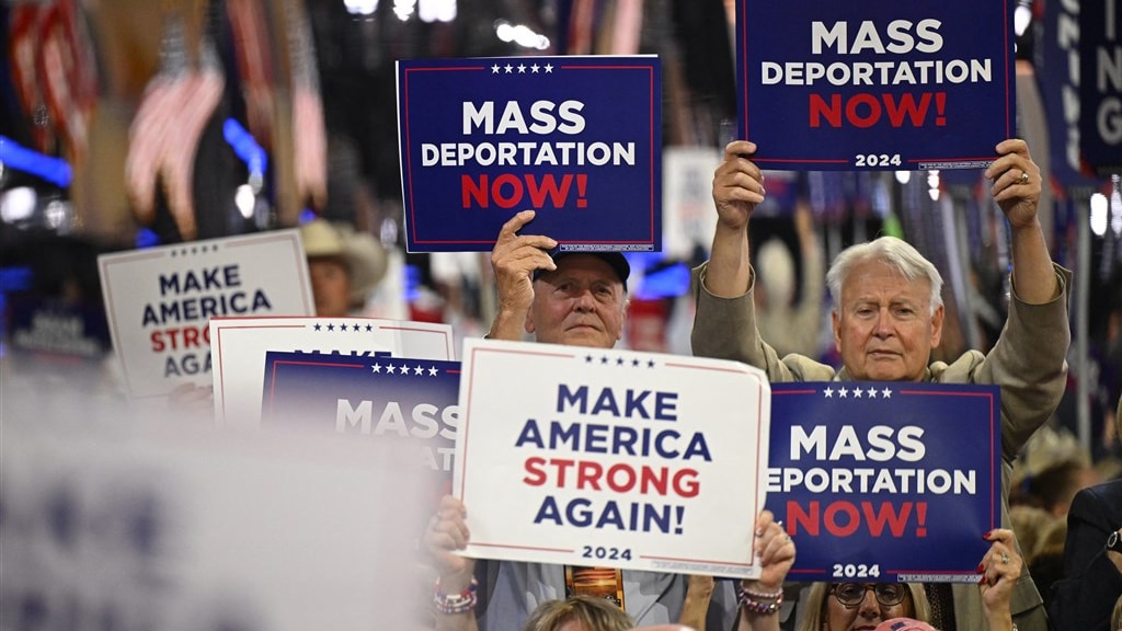 Trump-aanhangers tijdens het Republikeinse partijcongres in Milwaukee.